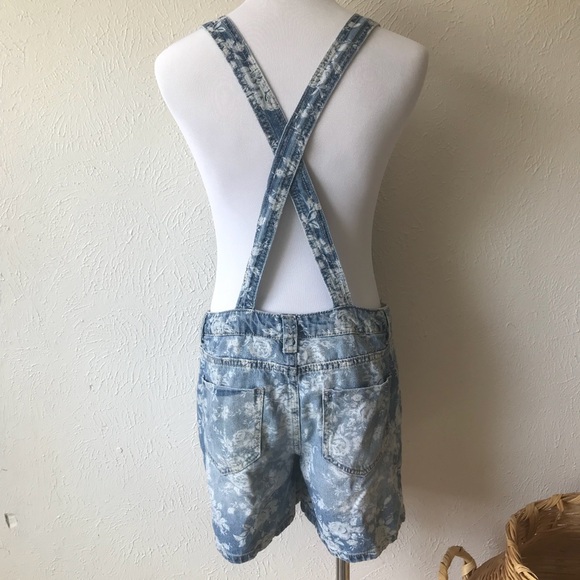 Joe Boxer Denim Floral Romper Overalls - Picture 5 of 8